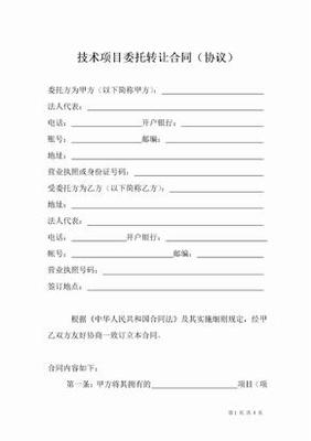 技術(shù)轉(zhuǎn)讓項(xiàng)目合同協(xié)議